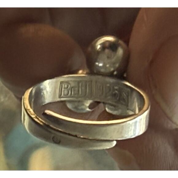 Sterling Silver MCM Brutalist Bengt Hallberg BEH 3 Sphere Ring Adjustable 7-9 - Picture 5 of 8
